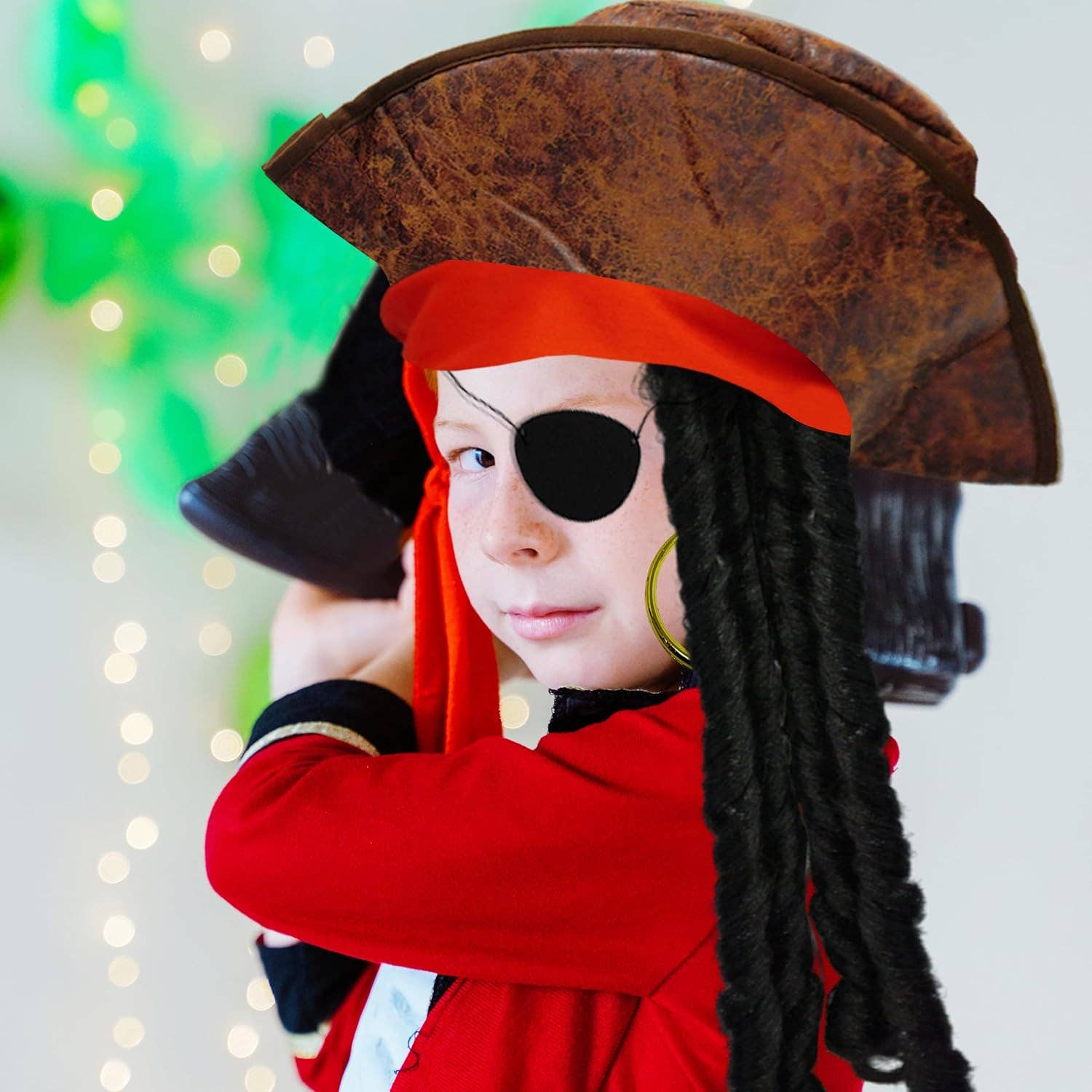 4E's Novelty - Vente Déguisement – unisexe - Ensemble de 3 accessoires pour pirates : cache-œil, chapeau de pirate avec cheveux dreadlocks et bandana rouge6