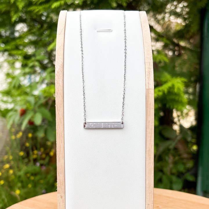 BOSS BI**H bar necklace- Stainless Steel for wholesale by Arthousefern