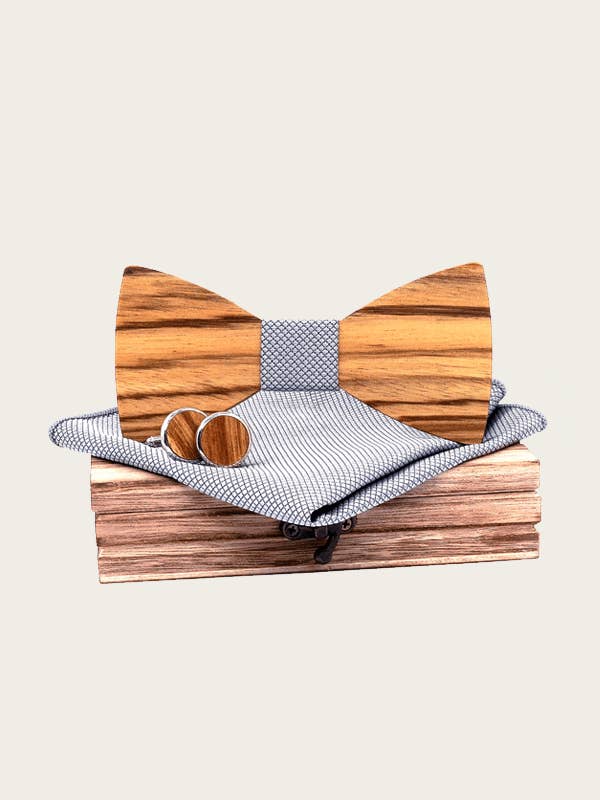 Men's Wooden Bow Tie Box - Cotton for wholesale by Wood&Chic