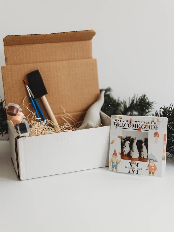 Paint Your Own Gnome Kit | Paint Your Own Gnome Activity Set | Paint Your Own Handmade Concrete Decor Gift Set for wholesale by The Market Made
