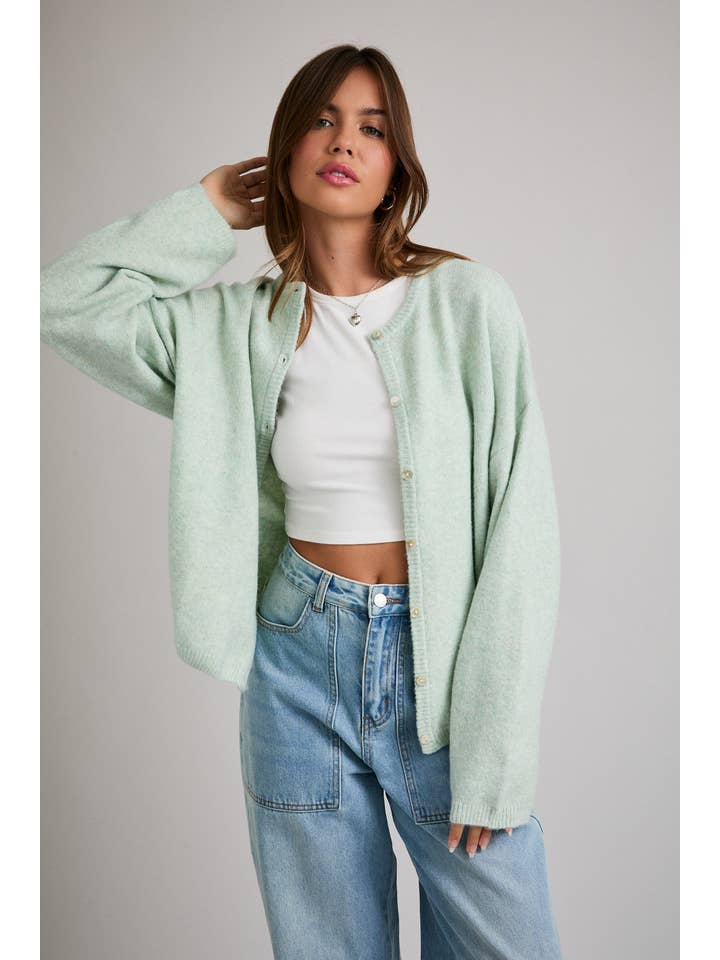 LE LIS - Wholesale Cardigan - Women's - LONG SLEEVE CREW NECK SWEATER CARDIGAN36