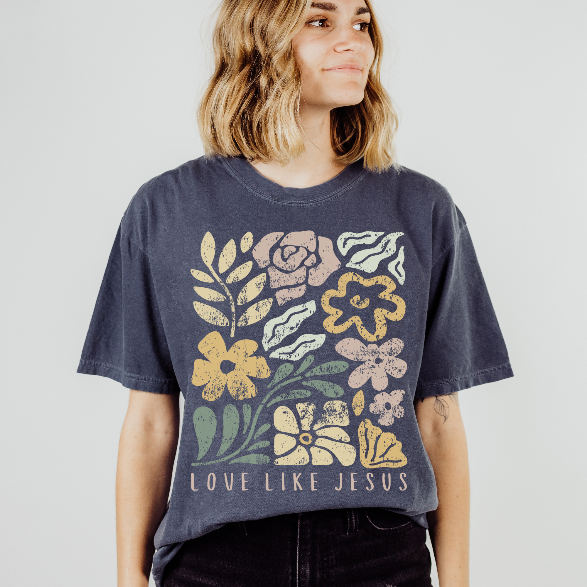 Scripted Pearl - Wholesale Screen Printed T-Shirt - Women's - Love Like Jesus Comfort Colors Christian Graphic T Shirt5