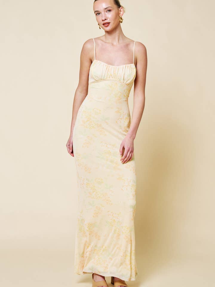 Floral Print Cut-Out Twist Back Maxi Dress for wholesale by Blue Blush