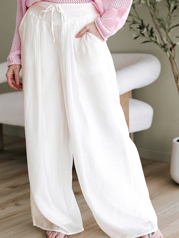 Drawstring Wide-Leg Pants for wholesale by EmberLoom