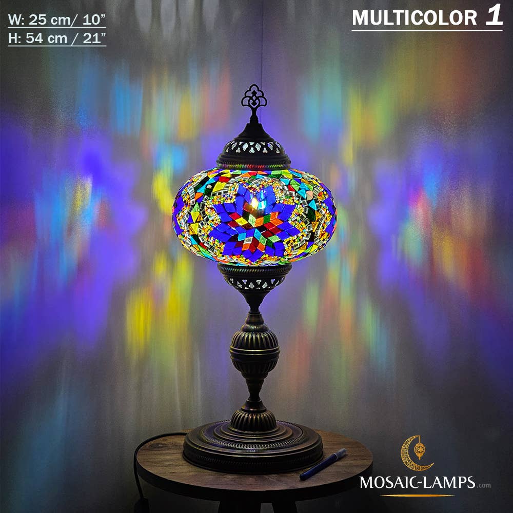 Mosaic Lamps - Wholesale Accent/Desk Lamp - 10+ Colors - Turkish Mosaic X Large Globe Table Lamp, Marrak30