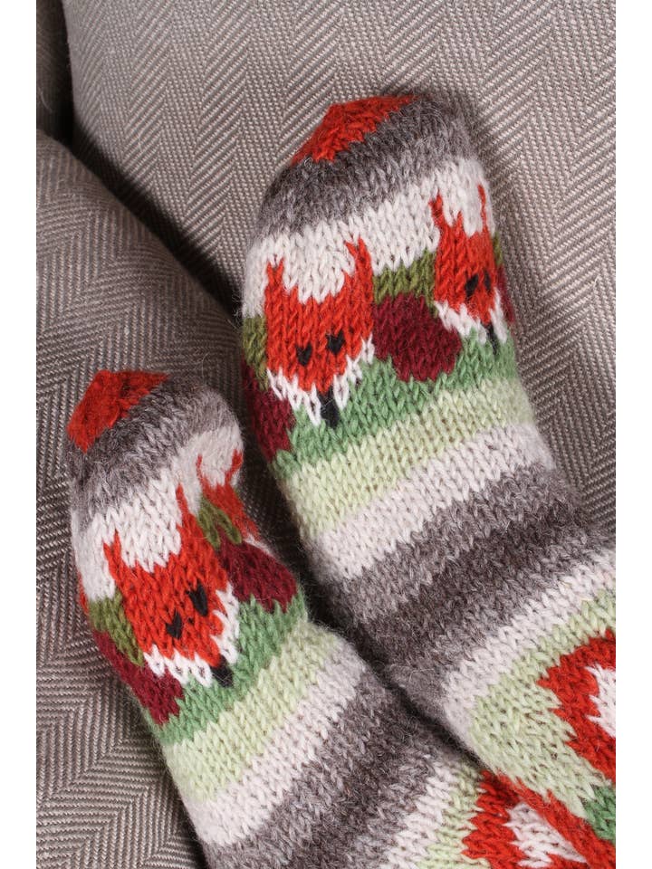 One Colour Skulk of Foxes Fair Isle Wool Knit Cosy Socks Red Orange for wholesale on Faire6