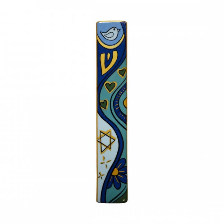 Blue Ceramic Mezuzah 20cm for wholesale by AULICA