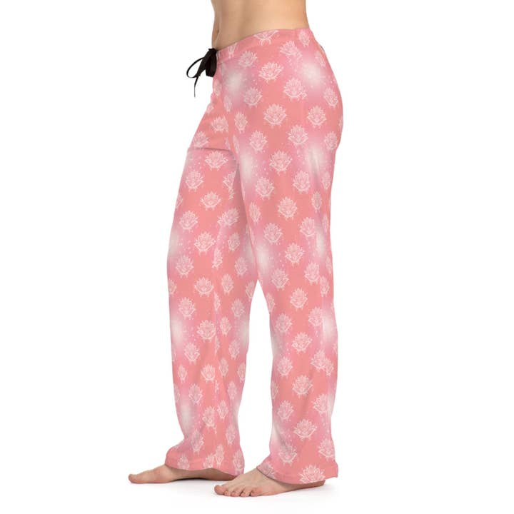 Calças de Pijama de Lótus Rosa - Roupa de Dormir Confortável para Mulheres por atacado de LadyKCreations1