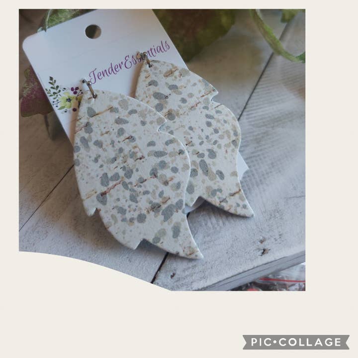 Boucles d'oreilles en cuir liège, boucles d'oreilles en cuir d'automne, feuille véritable L pour la vente par TenderEssentials ~ handmade jewelry