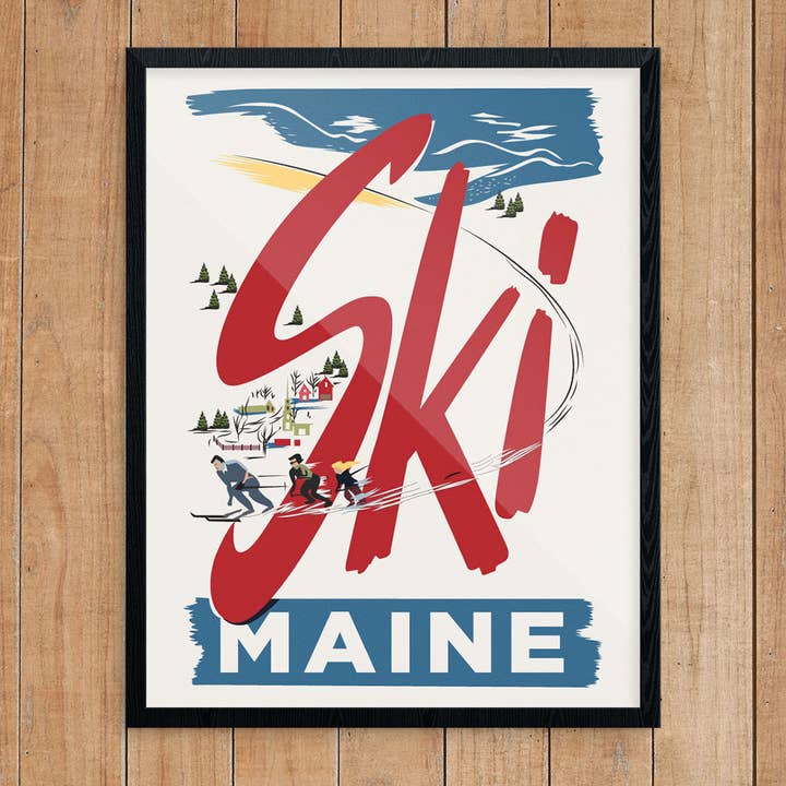 11'' x 14'' Ski Maine Print for wholesale by Fridgedoor