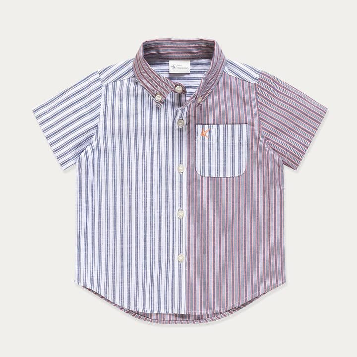 Baby Boy Kjoleskjorte, Baby Button Down Shirt Oxford Stribet for engroshandel hos Mini Wardrobes