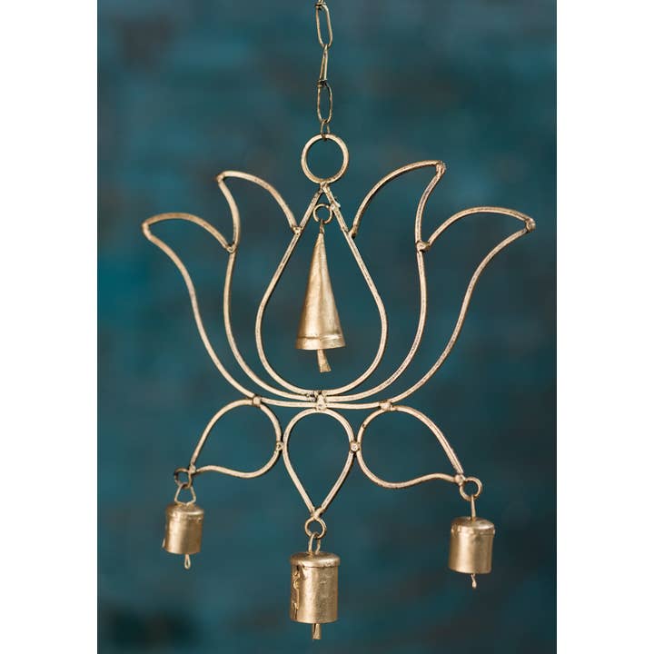 Namaste - Wholesale Wind Chime - Lotus Flower Windchime With Bells1