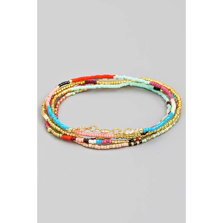The Looks by Fame Accessories - Wholesale Jewelry Set - Dainty Assorted Bead Bracelet Set