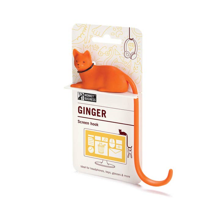 Monkey Business Design USA LLC - Wholesale Decorative Figurine - Cat Tail Hook For Computer Accessories | Ginger