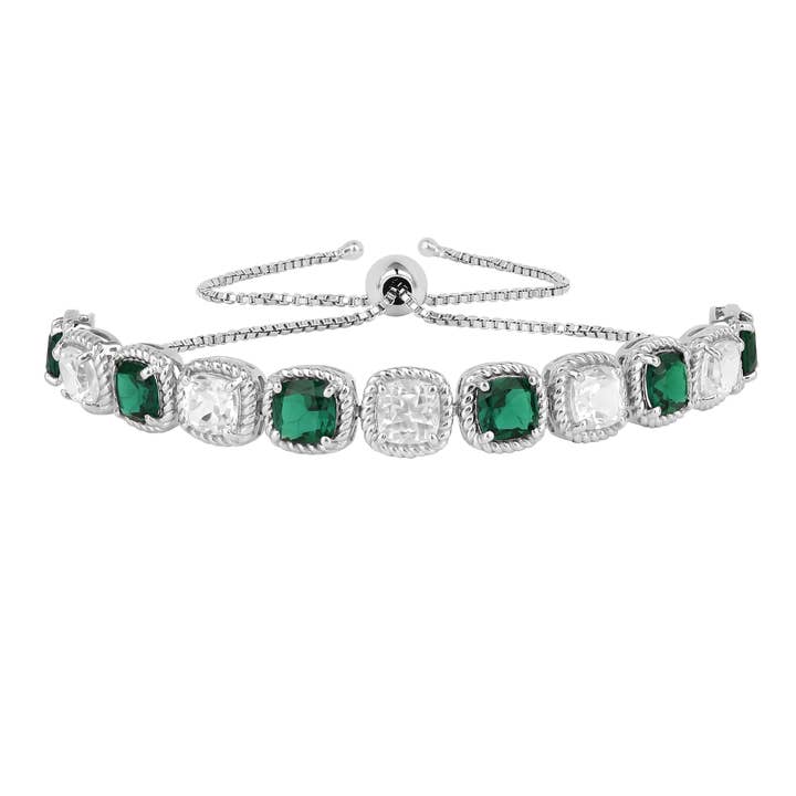 925 Sterling Silver Created Green Emerald Tennis Bracelet for wholesale by FCJ Jewelry LLC