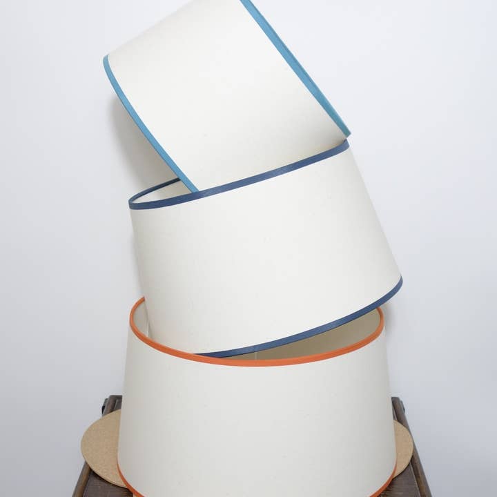 Handmade Contrast trim"Calico" Fabric French Drum Shade for wholesale by Jarapa