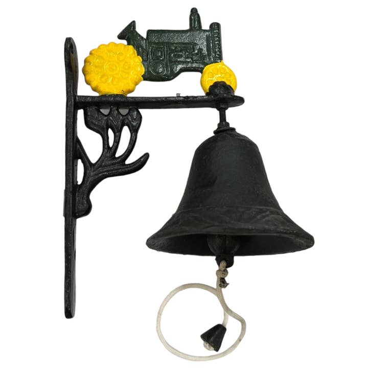 Import Corner - Wholesale Bell - A-94374: METAL JOHN DEERE TRACTOR WALL BELL 10" L