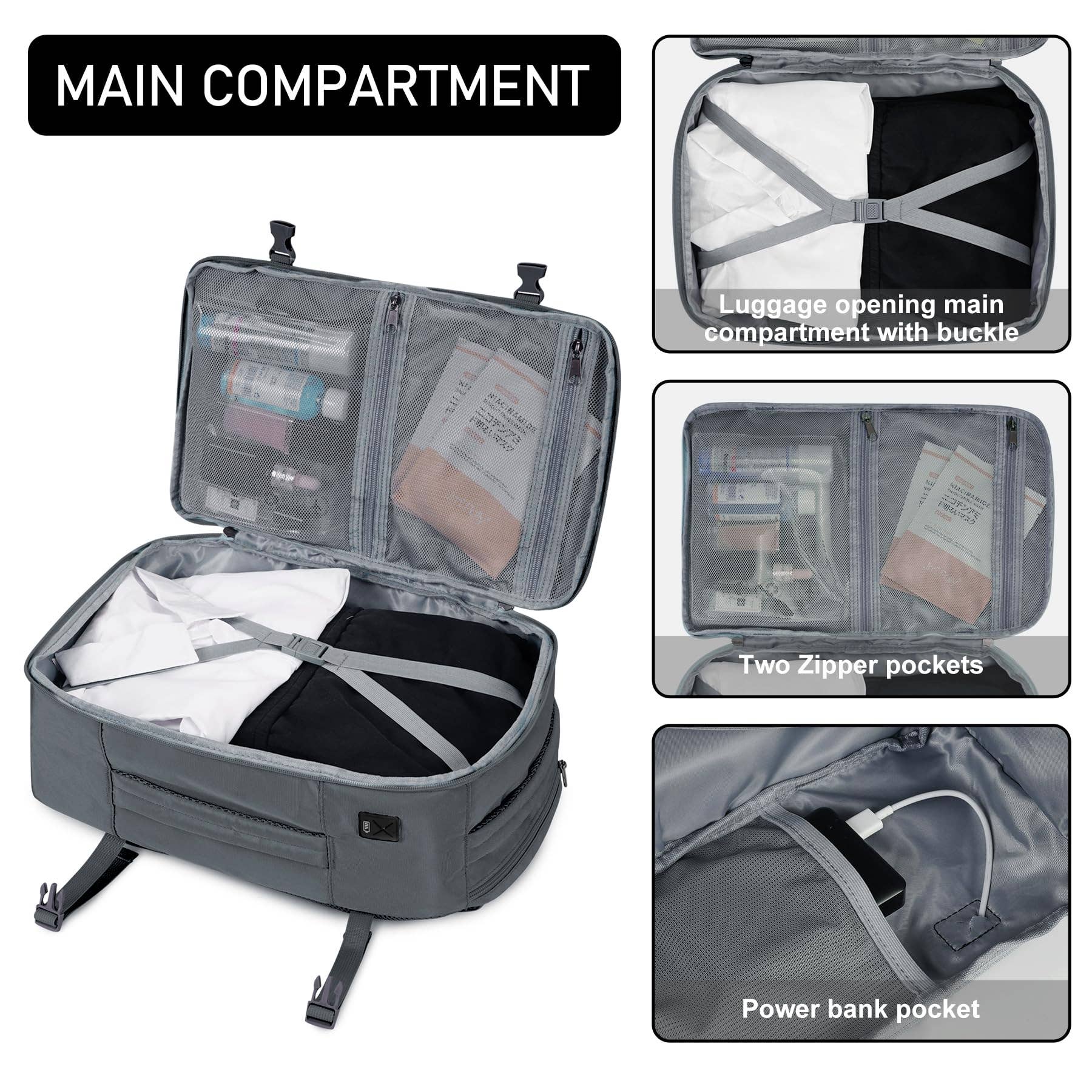 wandf - Wholesale Backpack - Unisex - 20L Underseat 13 Pockets Carry on Travel Bag with USB Port31