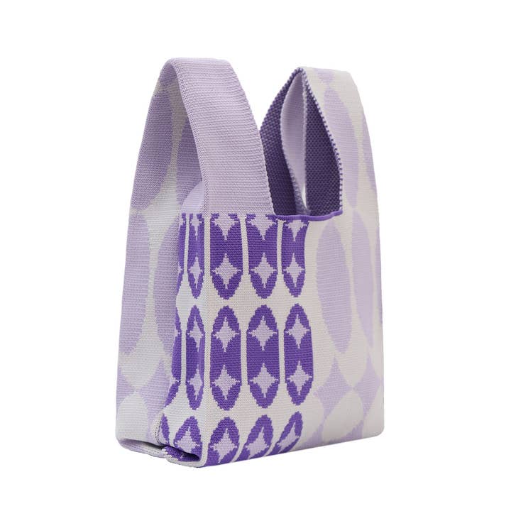 Selini New York - Wholesale Tote Bag - Women's - Mini Purple & Pink Abstract Knit Tote Bag