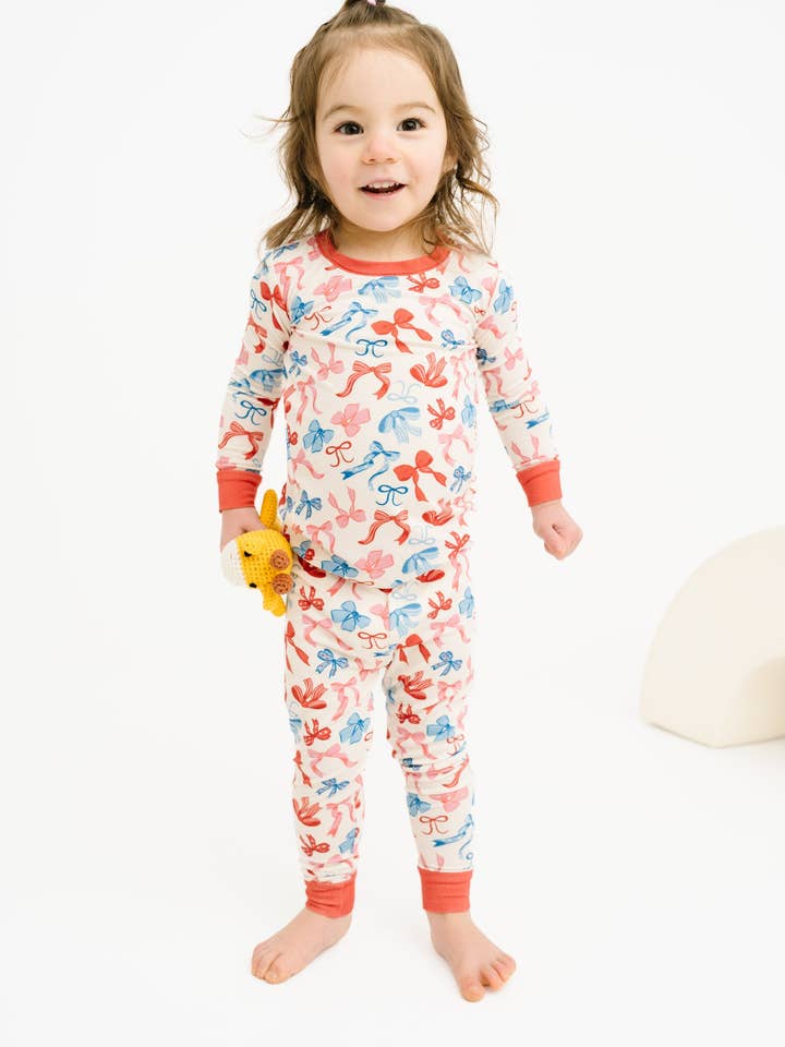 Little One Shop - Wholesale Sleepwear Set - Kids - USA Bows Bamboo Set