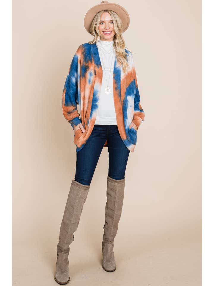 Blue Rust ETK-8668 Tie Dye Circle Cardigan for wholesale on Faire1