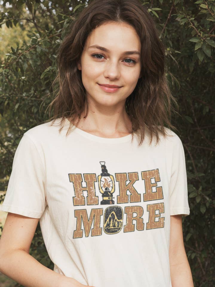 Vintage "Hike More" T-Shirt | Retro Camping Graphic Tee for wholesale by SewCalUSA