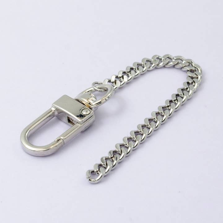 Stainless Steel Curb Chain Bag Purse Charm Swivel Keychain Finding | WA-2745 for wholesale by Aim Eternal