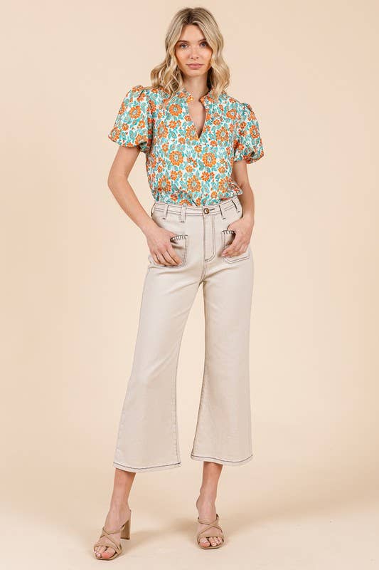 GeeGee x Lovelo - Wholesale Pants - Women's - Blanket Stitching High-Waisted Cropped Pants, OP51712.7