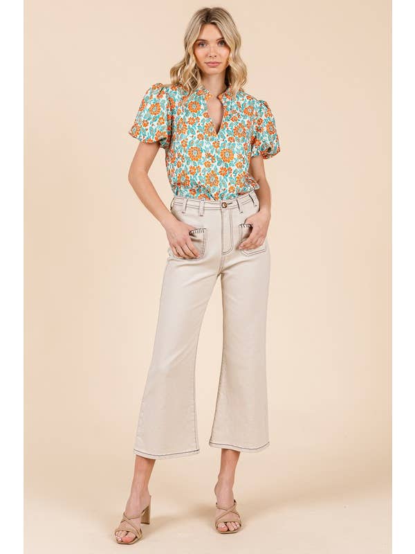 GeeGee x Lovelo - Wholesale Pants - Women's - Blanket Stitching High-Waisted Cropped Pants, OP51712.7