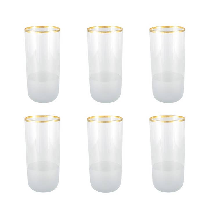 AULICA - Wholesale Drinking glass/cup - Nish tall water glasses with gold rim - set of 6