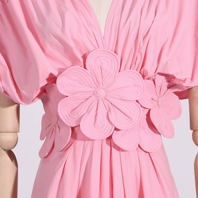 Branco SY185 Elegante Vestido Longo com Colagem Floral com Decote em V e Cintura Alta para venda a revendedores na Faire15