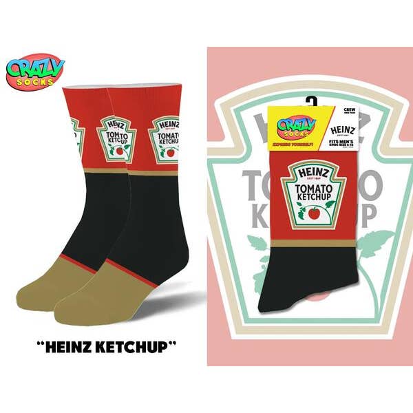 Crazy Socks - Wholesale Socks - Men's - Heinz Ketchup - Mens Crew Folded (Crazy Socks)