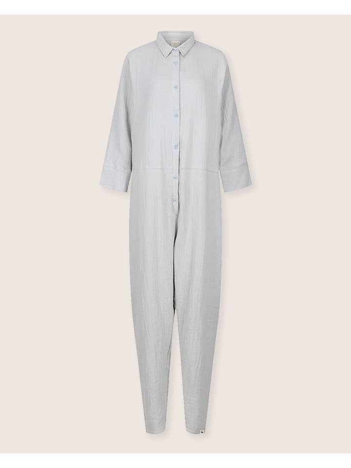 Shana Sky Blue Collared Jumpsuit for wholesale on Faire2