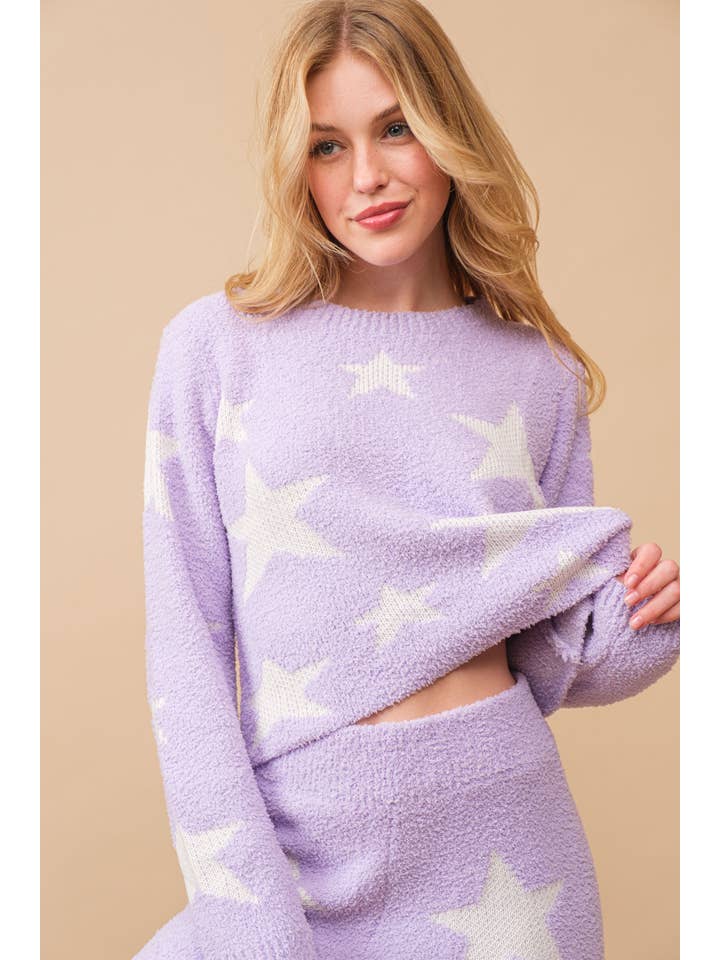 Blue B - Wholesale Lounge Set - Women's - 34100SET-1 - Soft Cozy Star Print Sweater with Pants