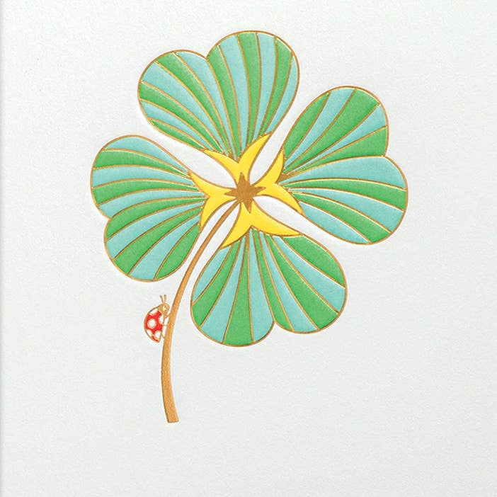 BONNE CHANCE BONNE CHANCE CARTE DE VŒUX 4,25" x 5,5" pour la vente par Calypso Cards LLC