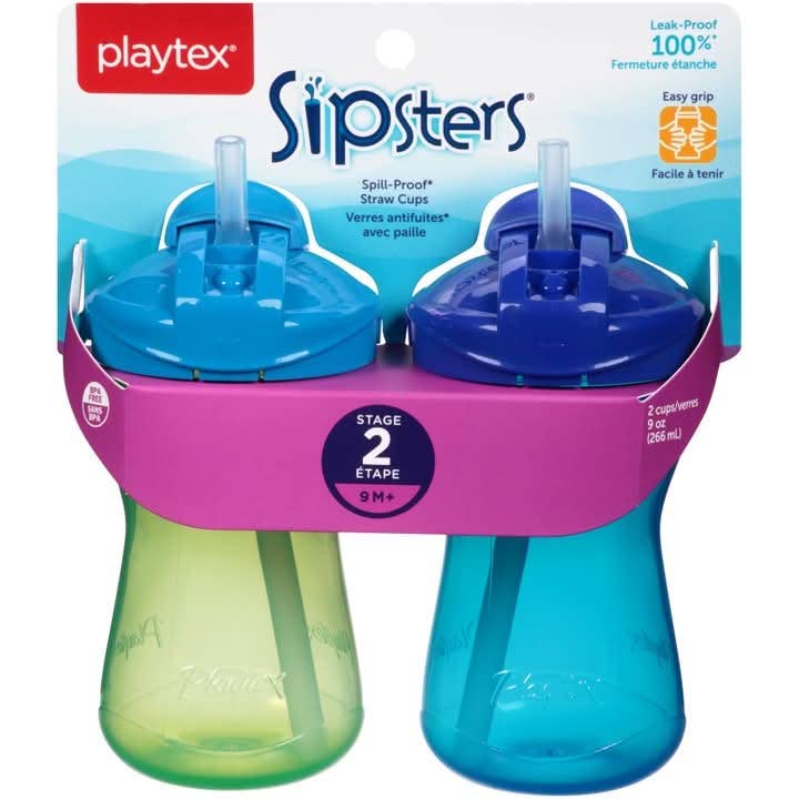 Playtex® Stage 2 Straw Cup - 2 Pack - Green and Blue for wholesale by Playtex
