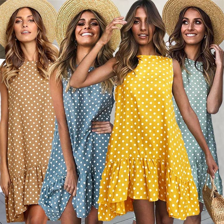 Sharon Tatem Fashion LLC - Wholesale Dress - Women's - Dress Sexy Boho Beach Sundress Women Floral Printed Polka Dot54
