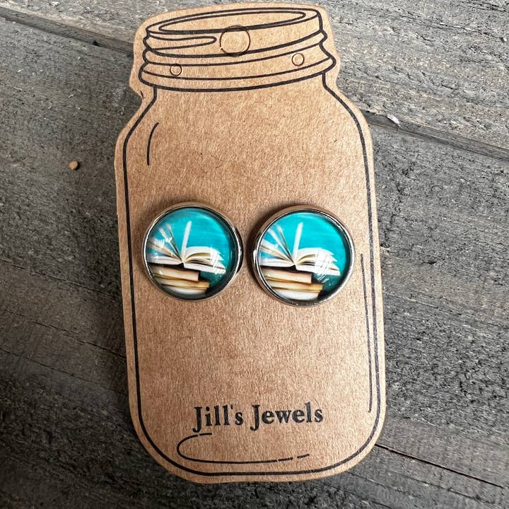 Jill's Jewels - Wholesale Stud/Post Earrings - Book Stud Earrings Book Lover Reader Earrings