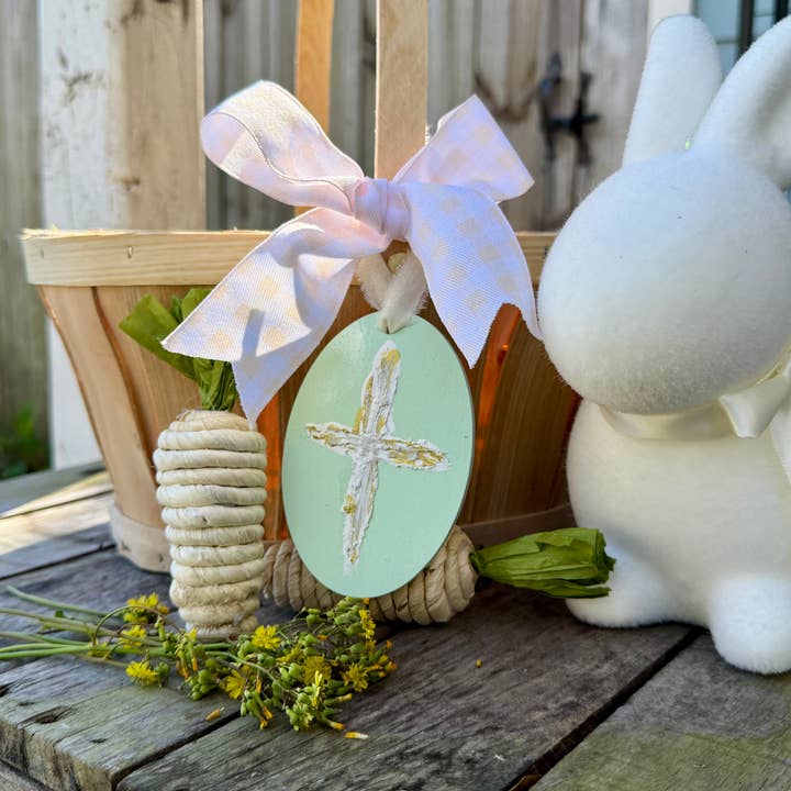 Geaux Magnolia - Wholesale Ornament - Cross Easter Basket Tag Ornament Spring Religious Decor12