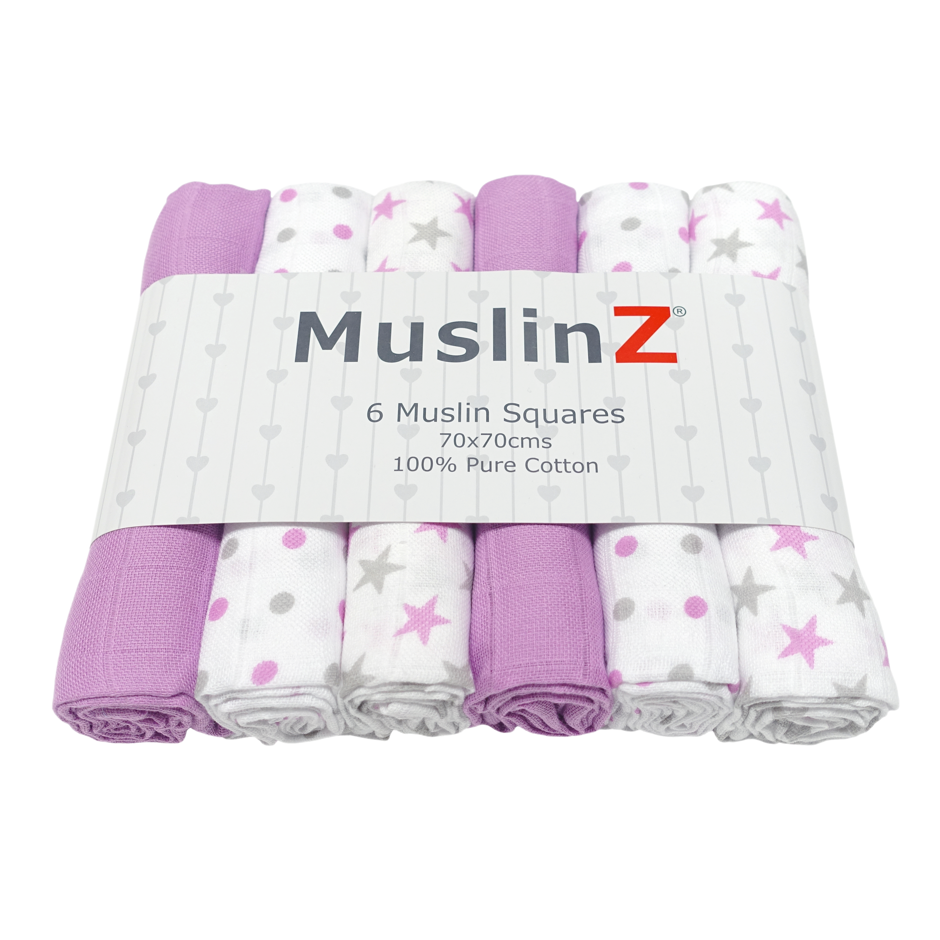Muslinz - MerryGoRoundUK Ltd - Wholesale Spuuglapje - Baby - MuslinZ 6 stuks katoenen mousseline doeken - Sterrencombinatie3