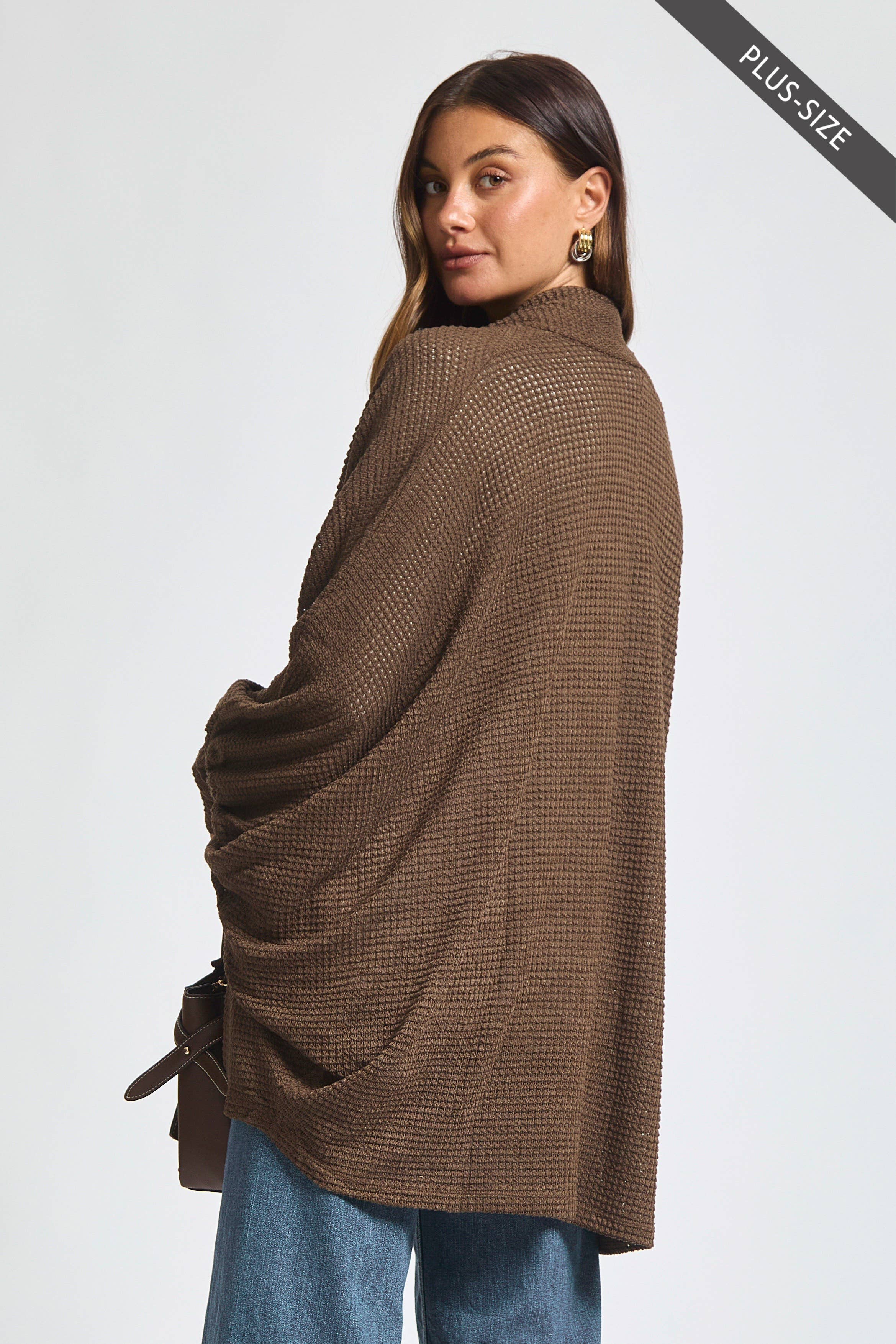 Dear Scarlett - Wholesale Cardigan - Women's - PLUS SIZE Crochet Knit Cardigan Batwing Sleeve9