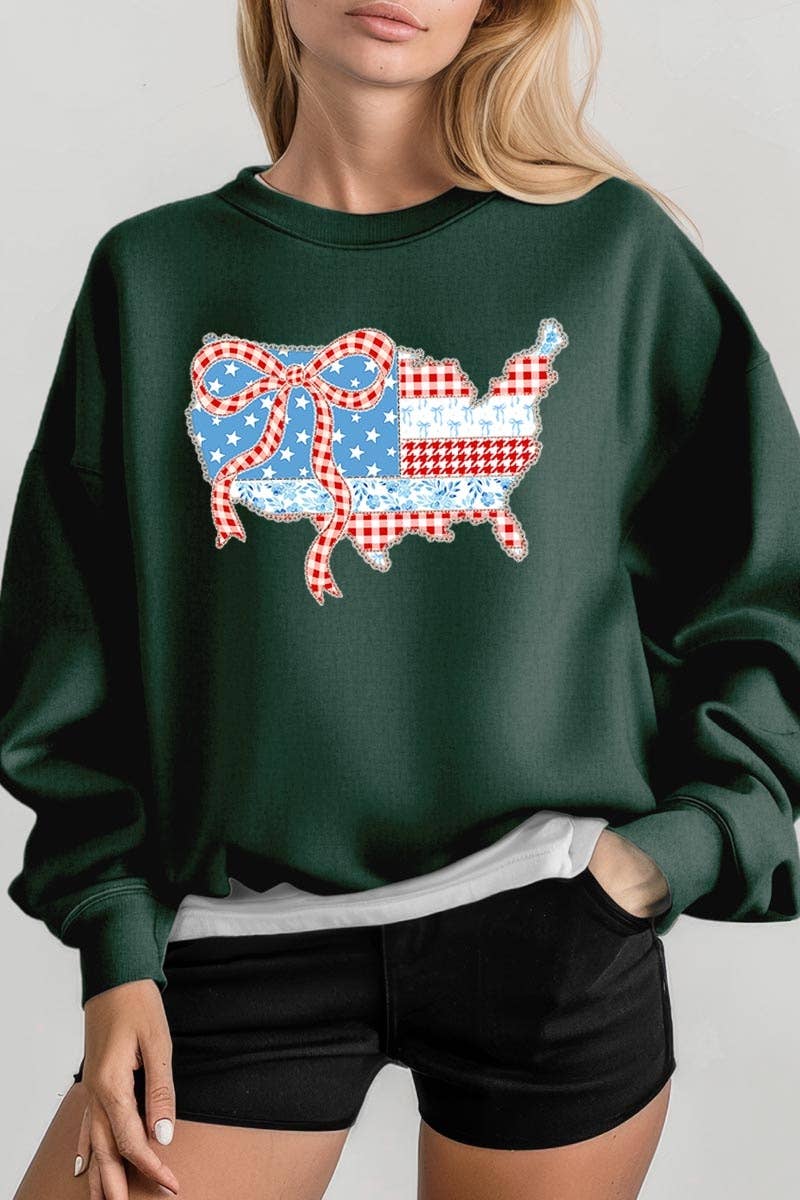 Pink Irene Wholesale - Wholesale Shirt - Women's - USA Map Patchwork Graphic Sweatshirt13