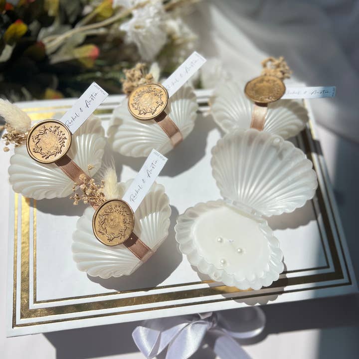 Uniq Favors - Wholesale Party Favor - Oyster Candle, Seashell Candle Wedding Favors, Beach Wedding