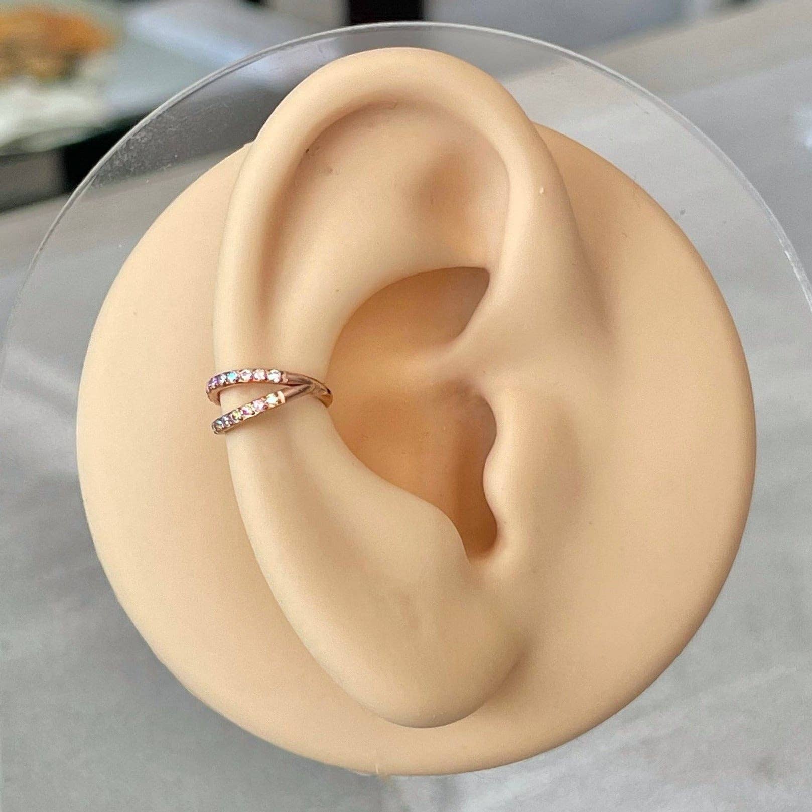 Elara Body Jewelry - Wholesale Single Earring - Rose Gold Aurora Conch Piercing (16G | 8mm or 10mm | Titanium | Rose Gold, Gold, or Silver)2