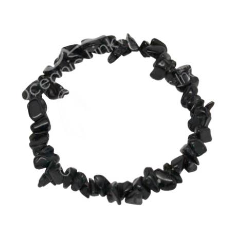 Oceanic Linkways Inc - Wholesale Spiritual Stone/Crystal - (PC)BRACELET - CHIPS OBSIDIAN, BLACK (5-8 MM) 7.5"0
