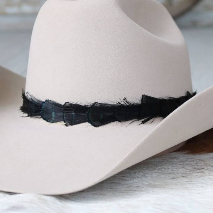 Iridescent Black Feather Hat Band - Sable for wholesale by Willow Lane Hat Co.