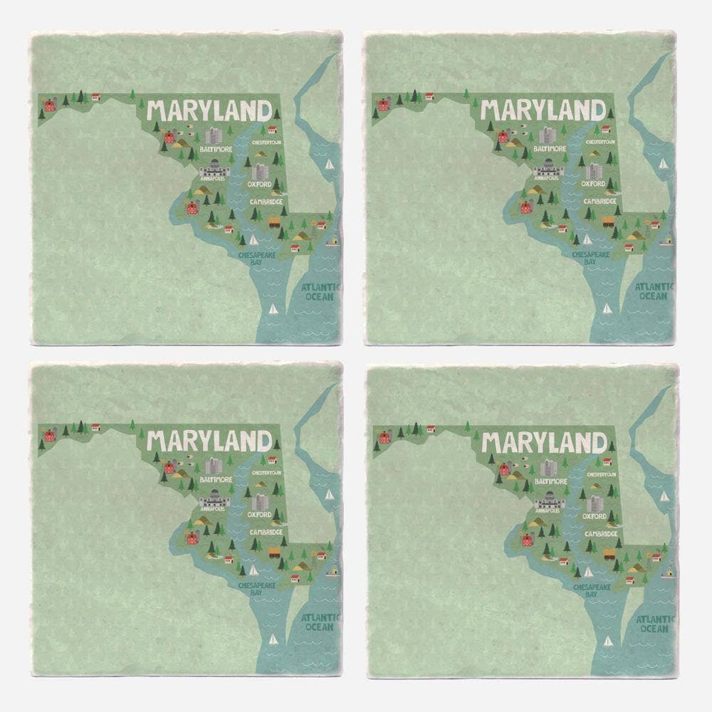 Versatile Coasters - Vente Sous-verre - Sous-verres Illustration de l'État du Maryland1