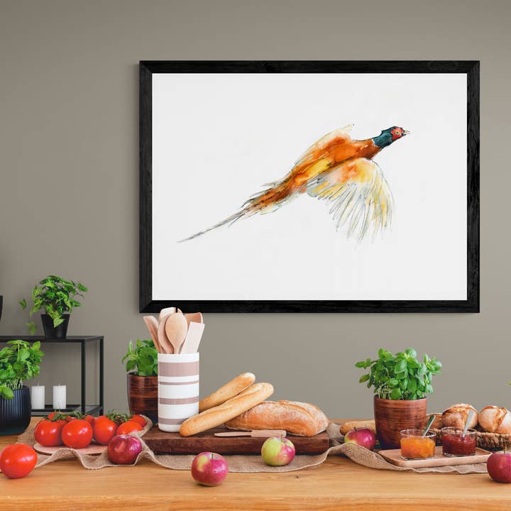 Impression encadrée Faisan en vol pour la vente par Wendy Laverick
