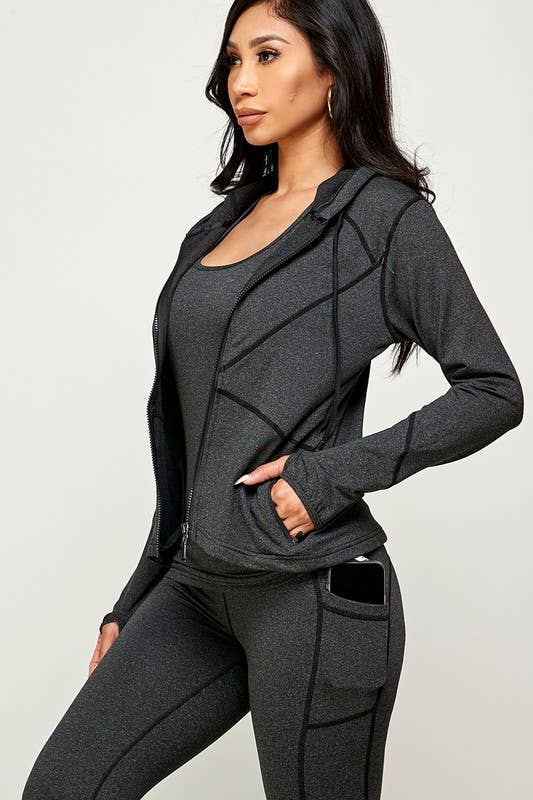 Newself Collection - Wholesale Activewear Set - Women's - ACTIVEWEAR THREE PIECE HOODIE SET5