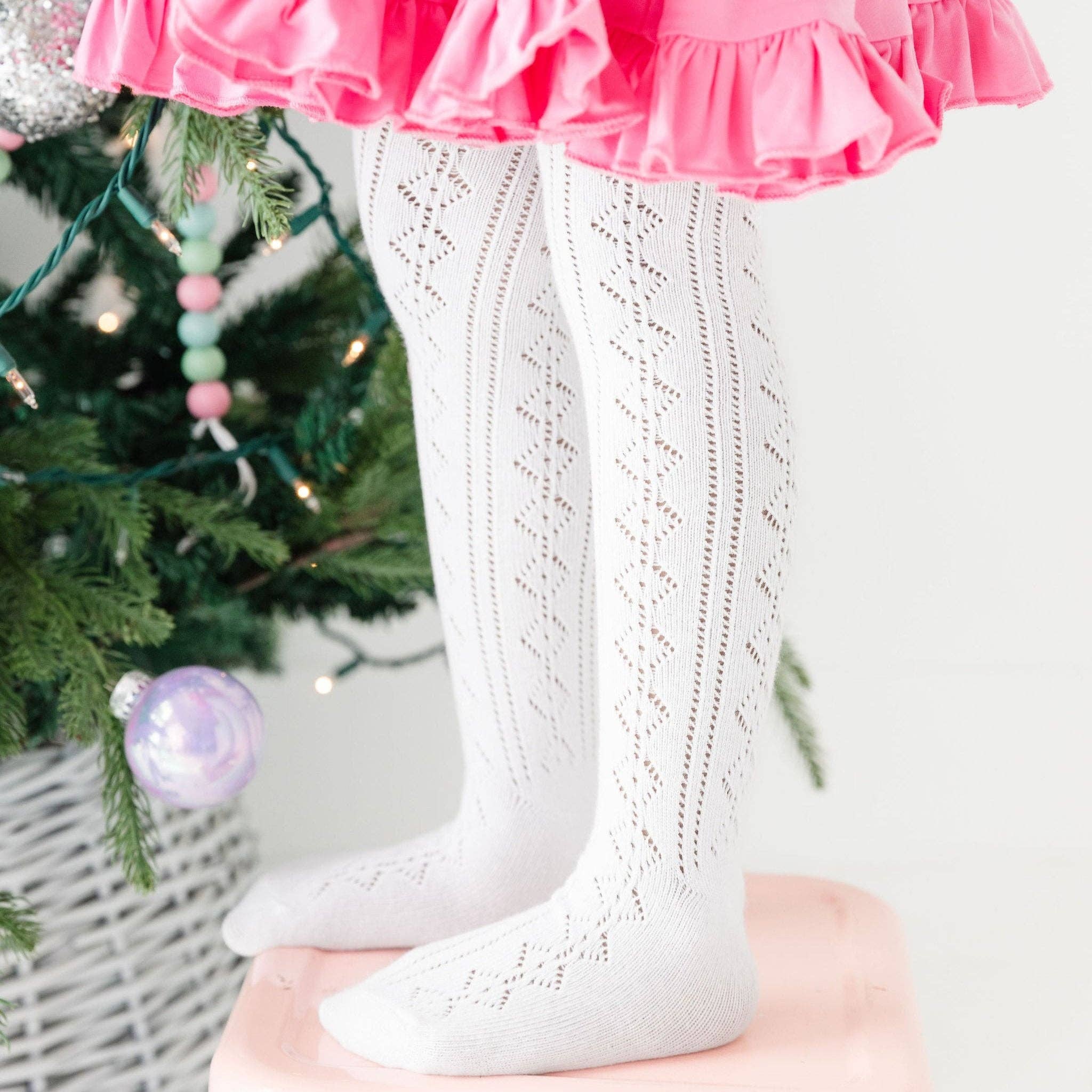 Little Stocking Co. - Vendita all'ingrosso Collant - Bambini - Collant Fancy Knit - Bianco1